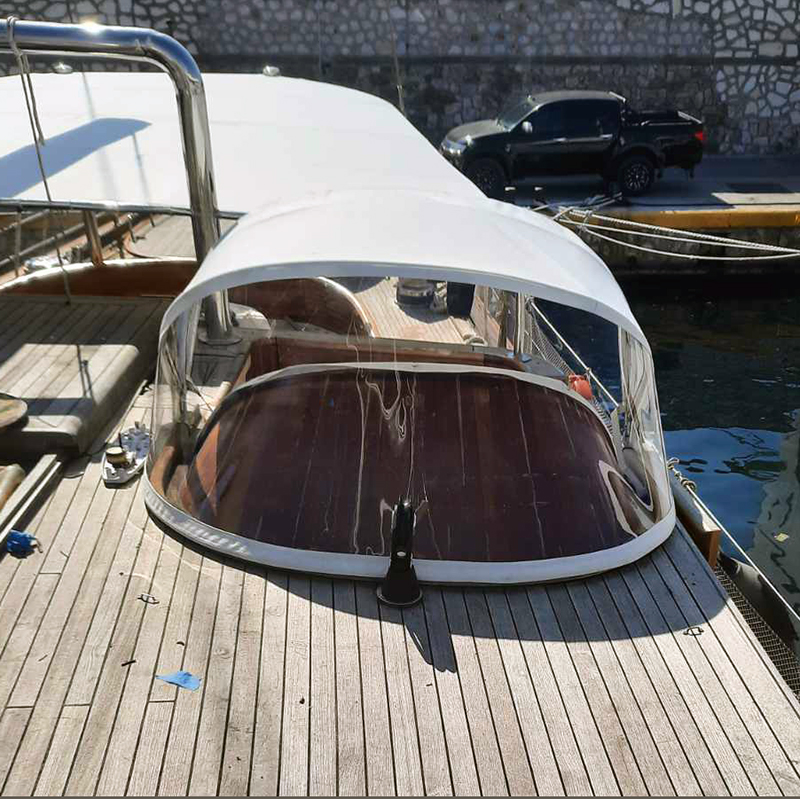 Installation of a new sprayhood, cockpit cover and a stern awning using Sunbrella, the marine market standard.